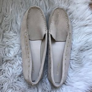 Calvin Klein suede flats moccasins gold loafers